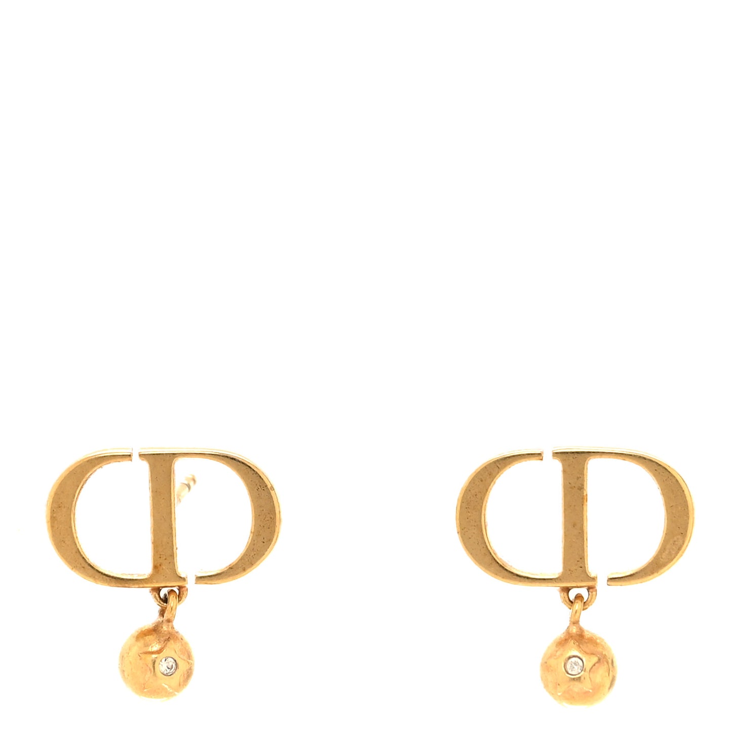 Metal Petit CD Stud Earrings Gold