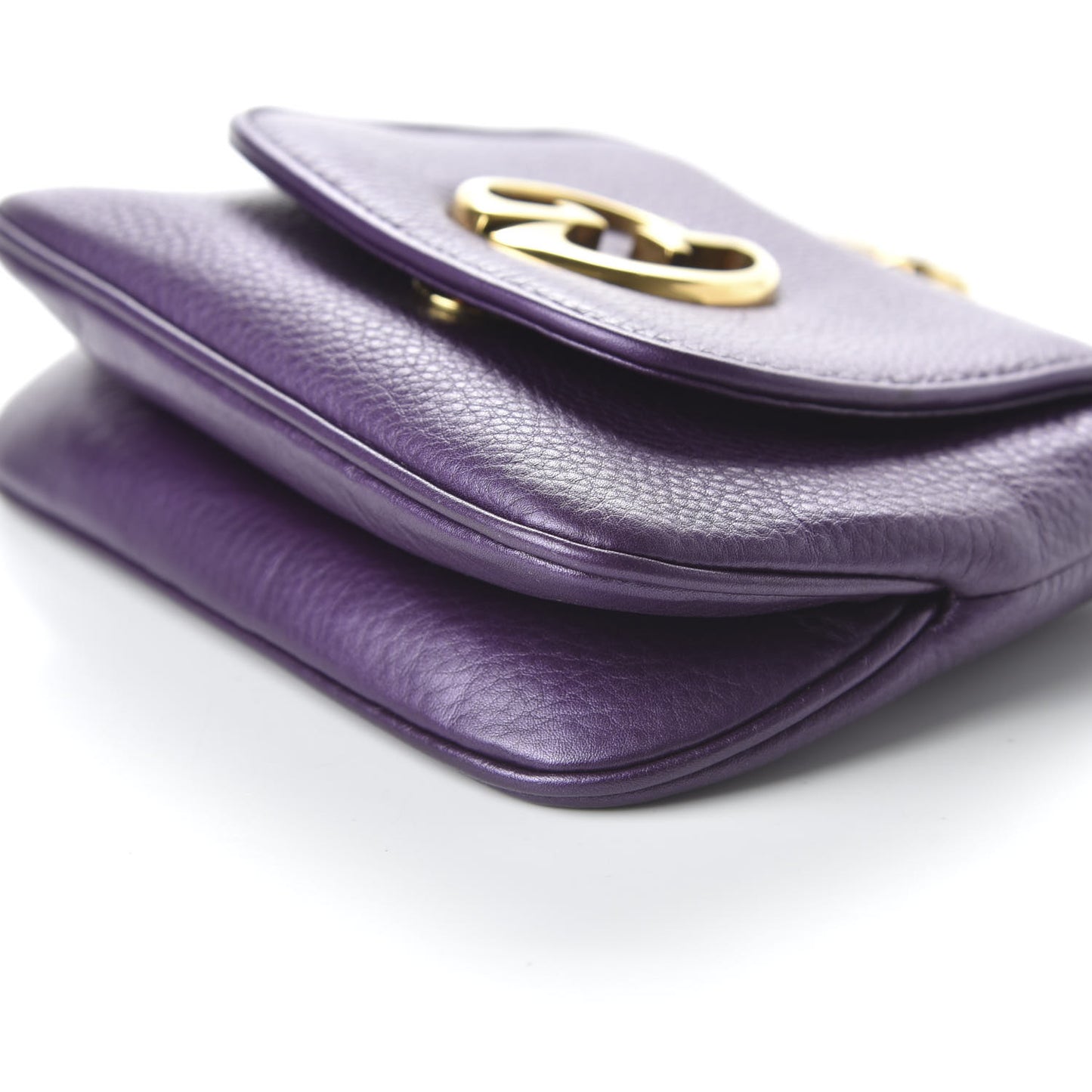 Metallic Pebbled Calfskin Small 1973 Chain Shoulder Bag Purple