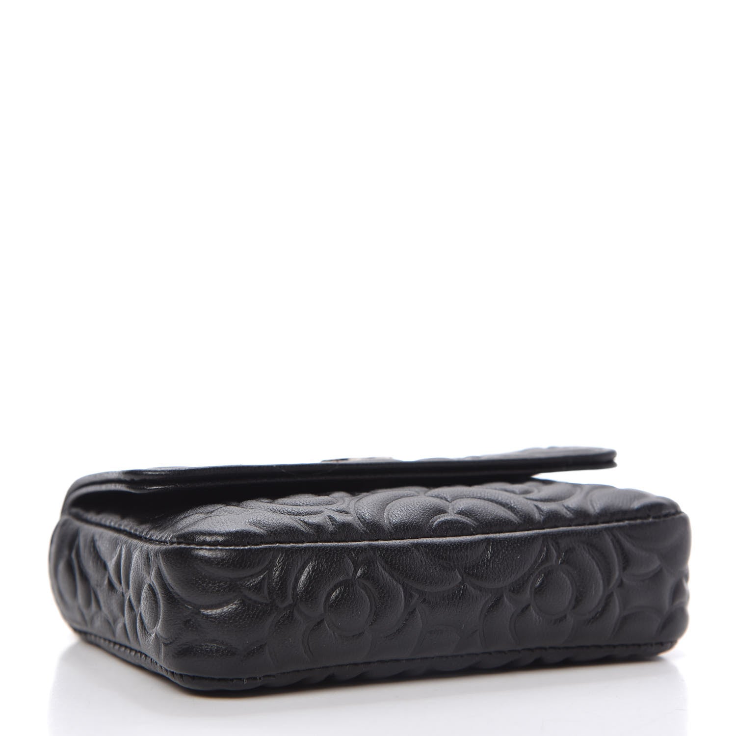 Chanel Lambskin Camellia Embossed Chain Belt Bag Black 4 of 11
