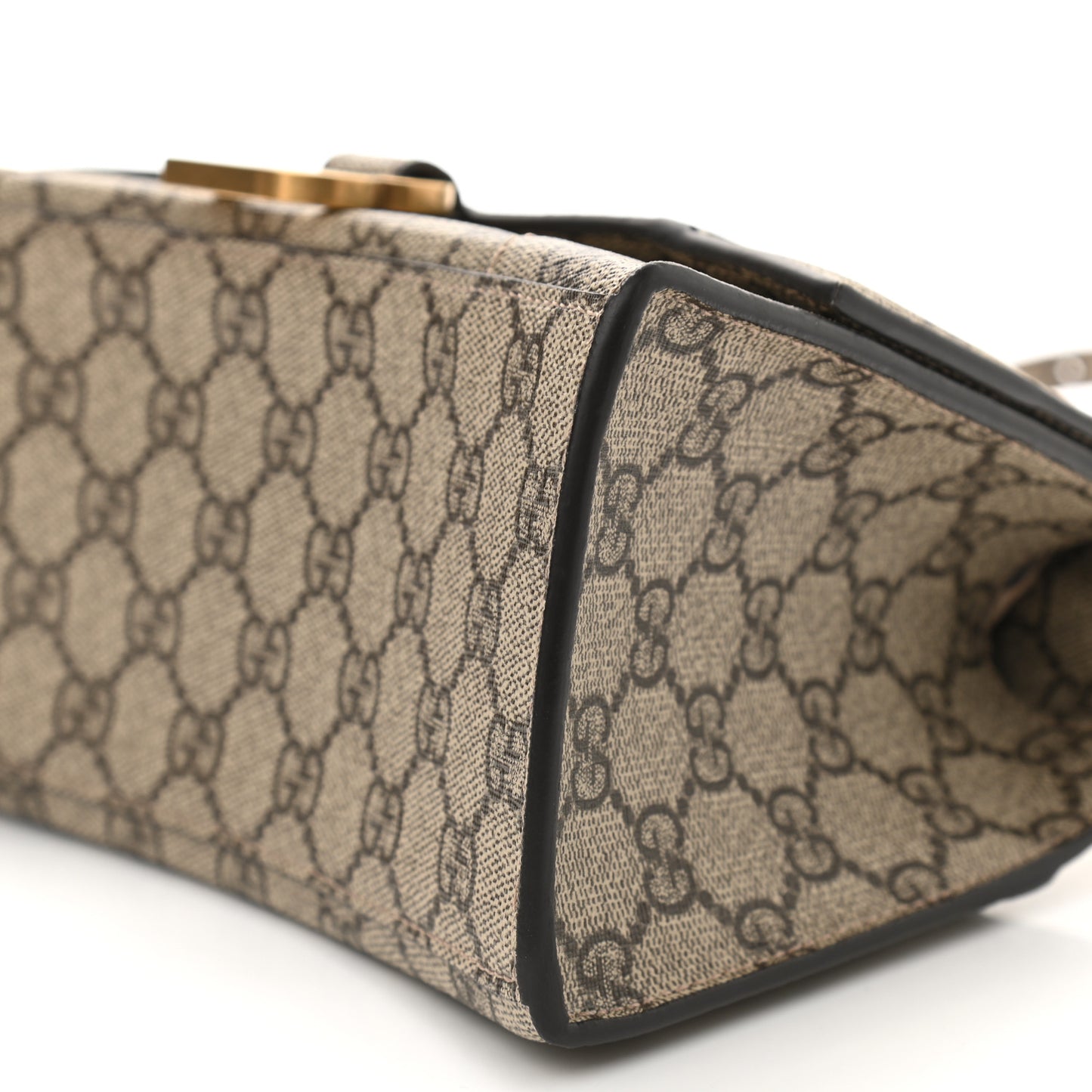 X GUCCI GG Supreme Monogram Small Hourglass Top Handle Bag Beige Ebony