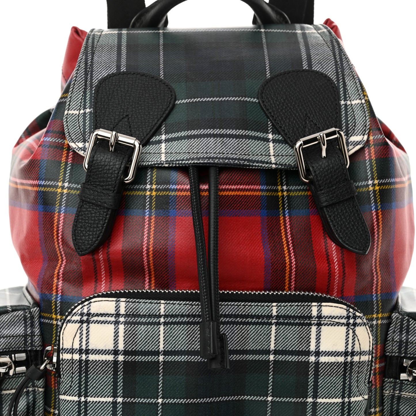 Laminated Tartan Patchwork Large Rucksack Backpack Military Red