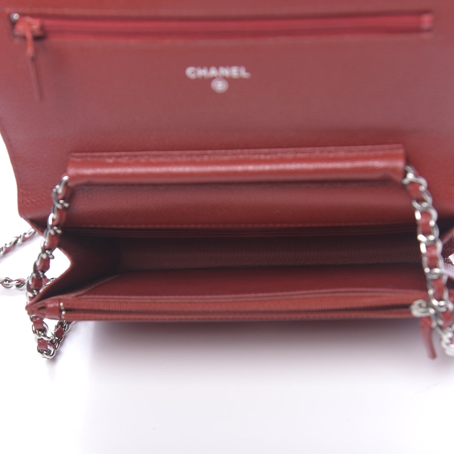 Caviar Quilted Wallet on Chain WOC Red