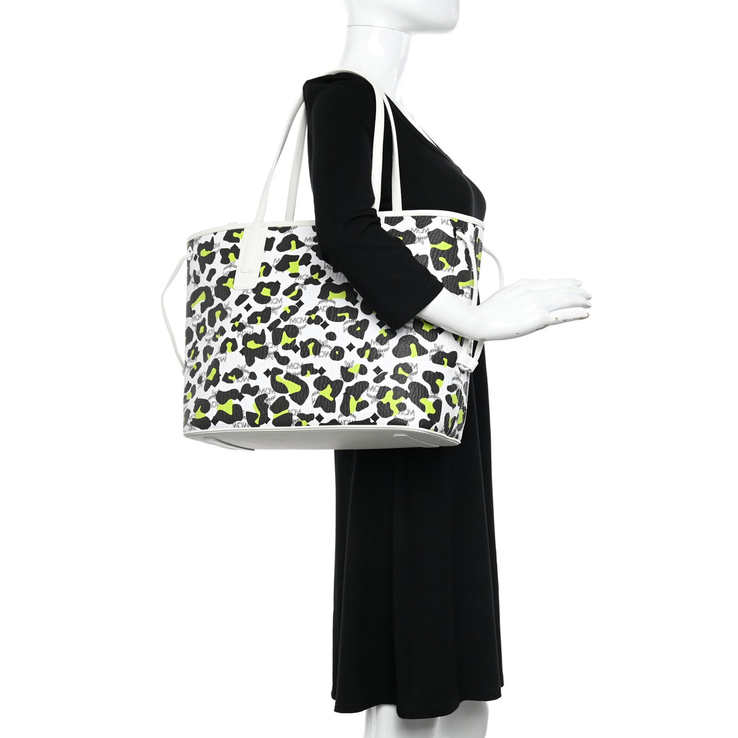 Leopard Visetos Medium Aren Shopper Tote White