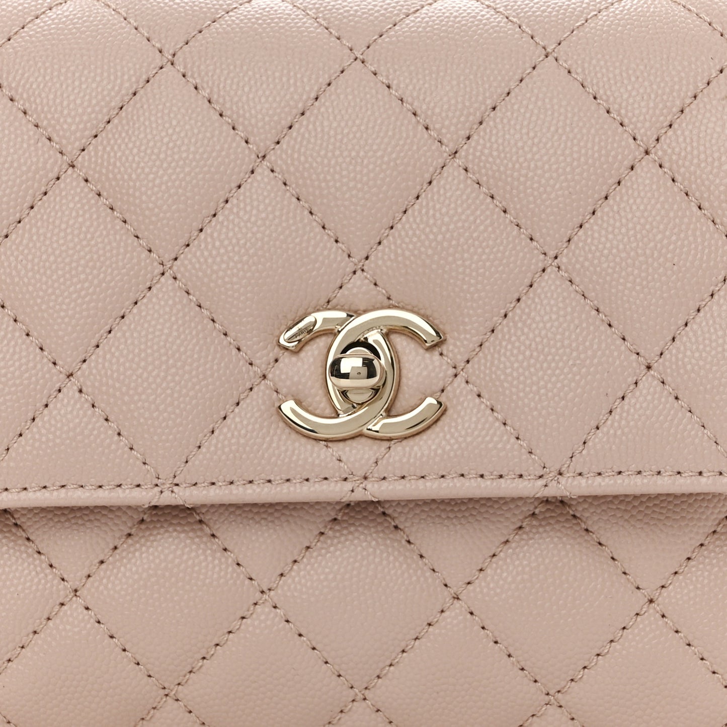 Caviar Quilted Mini Coco Handle Flap Beige
