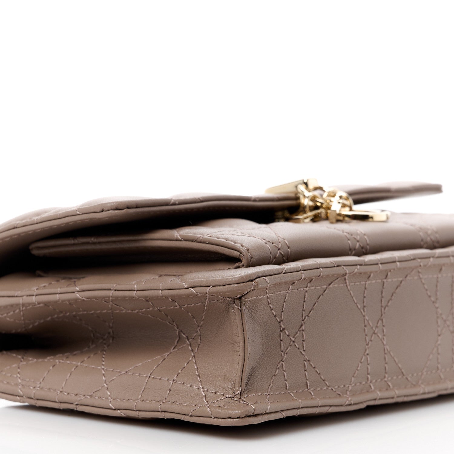 Christian Dior Lambskin Cannage Lady Dior Chain Pouch Warm Taupe 11 of 12