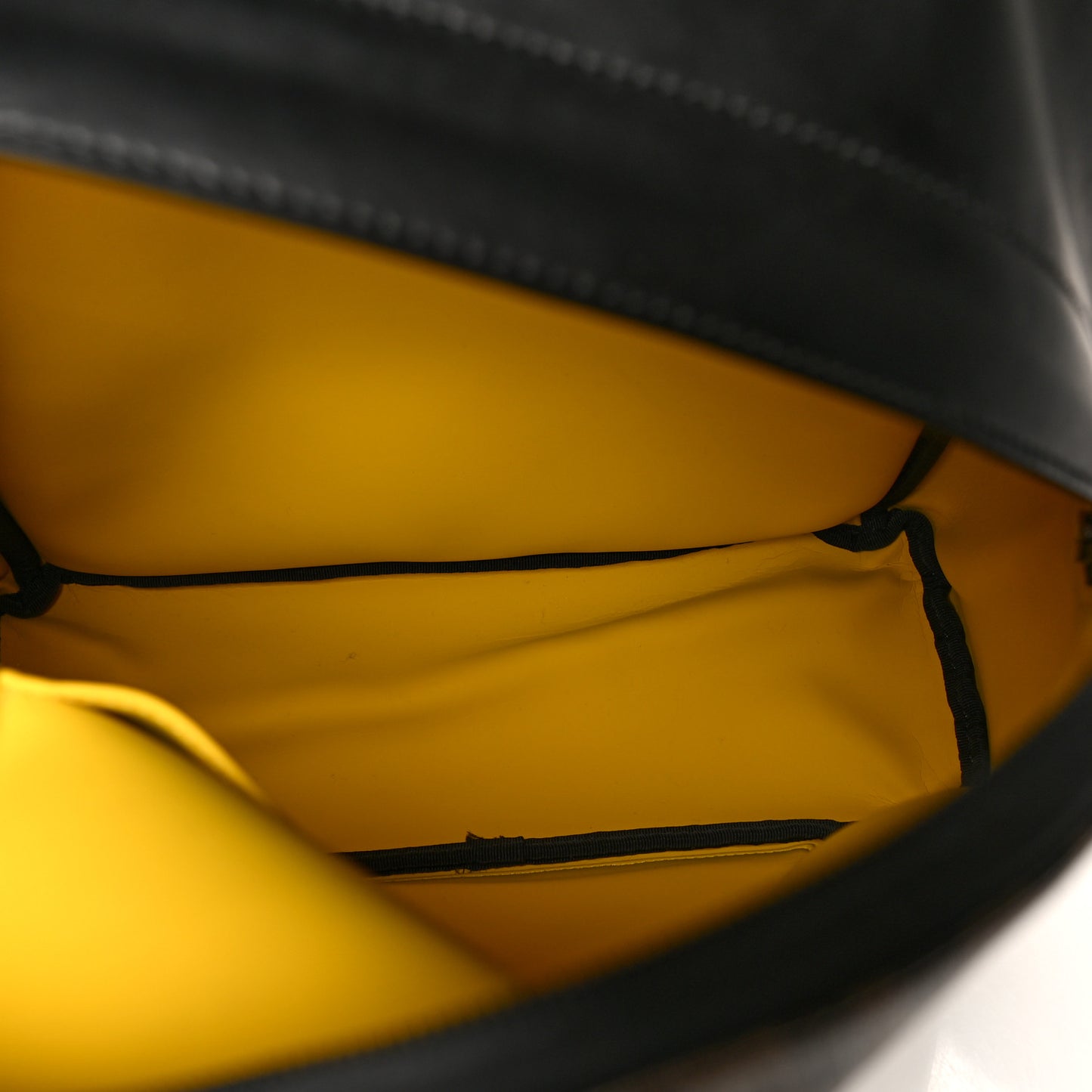 Glazed Fabric Calfskin FF 1974 Mania Pouch Pocket Backpack Mogano Panna Black Yellow