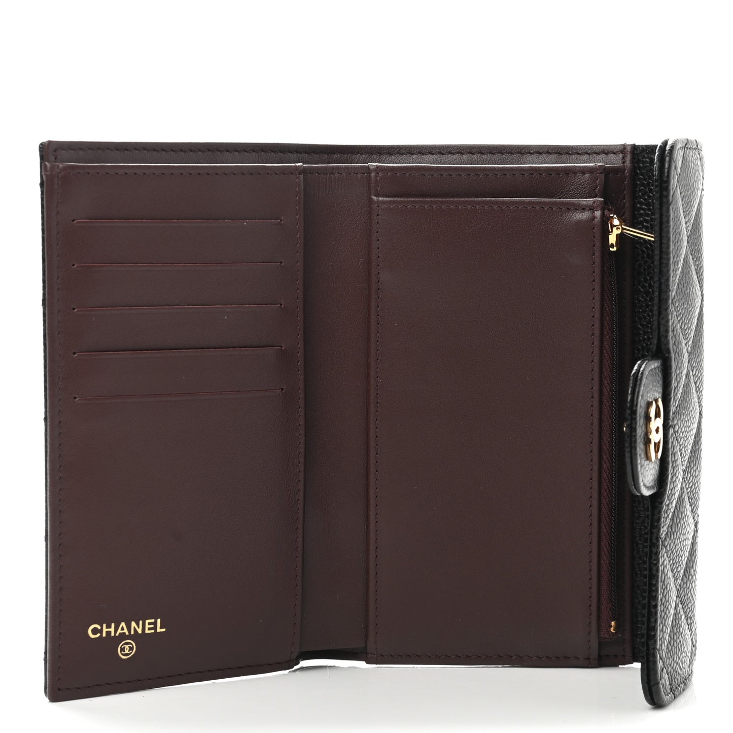 Caviar Quilted Medium Flap Wallet Black