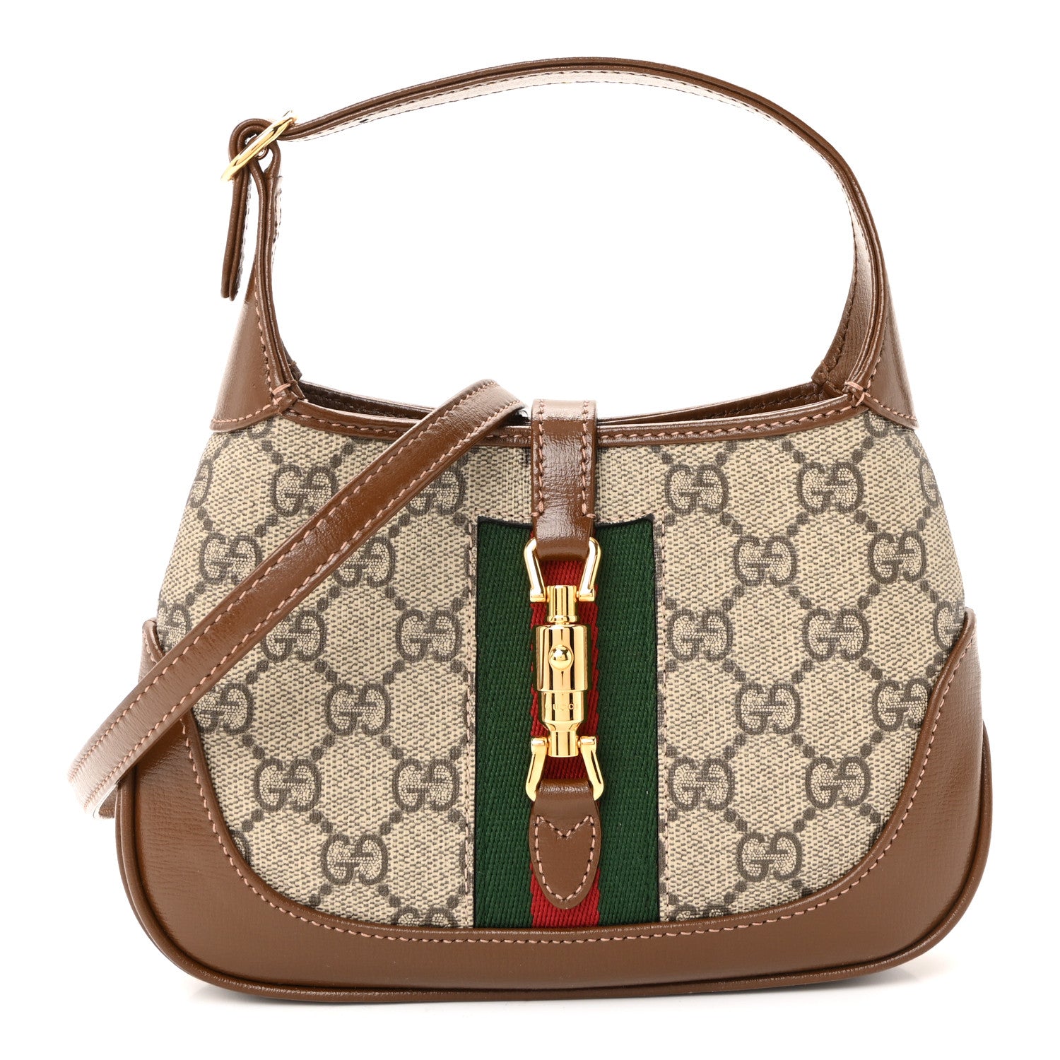 Gucci GG Supreme Monogram Azalea Calfskin Web Mini Jackie 1961