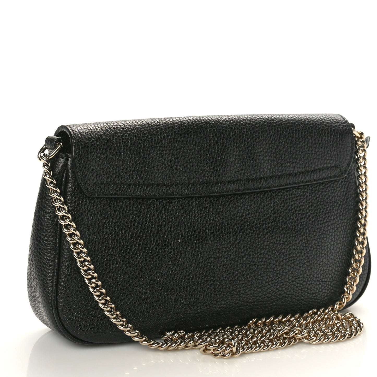 Pebbled Calfskin Medium Soho Flap Crossbody Black