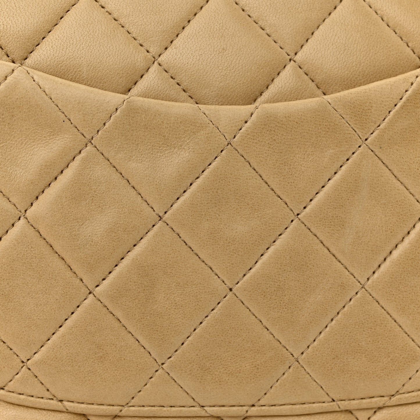 Lambskin Quilted Medium Double Flap Beige