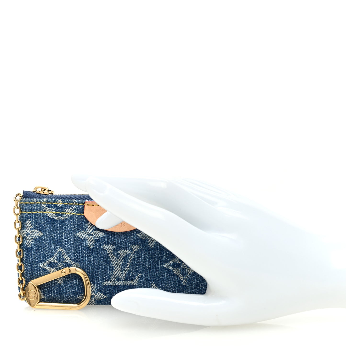 Monogram Denim Key Pouch Denim Blue