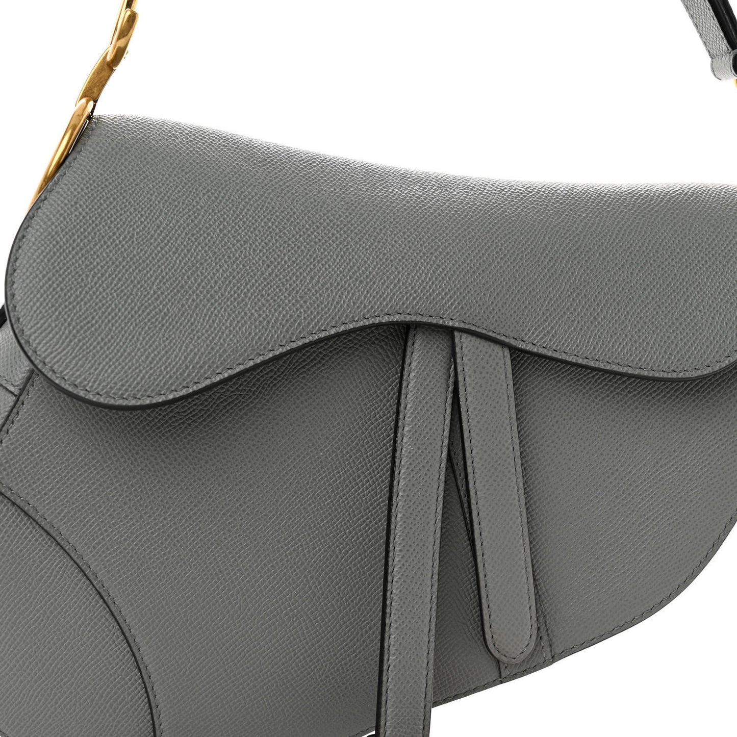 Grained Calfskin Saddle Bag Grey