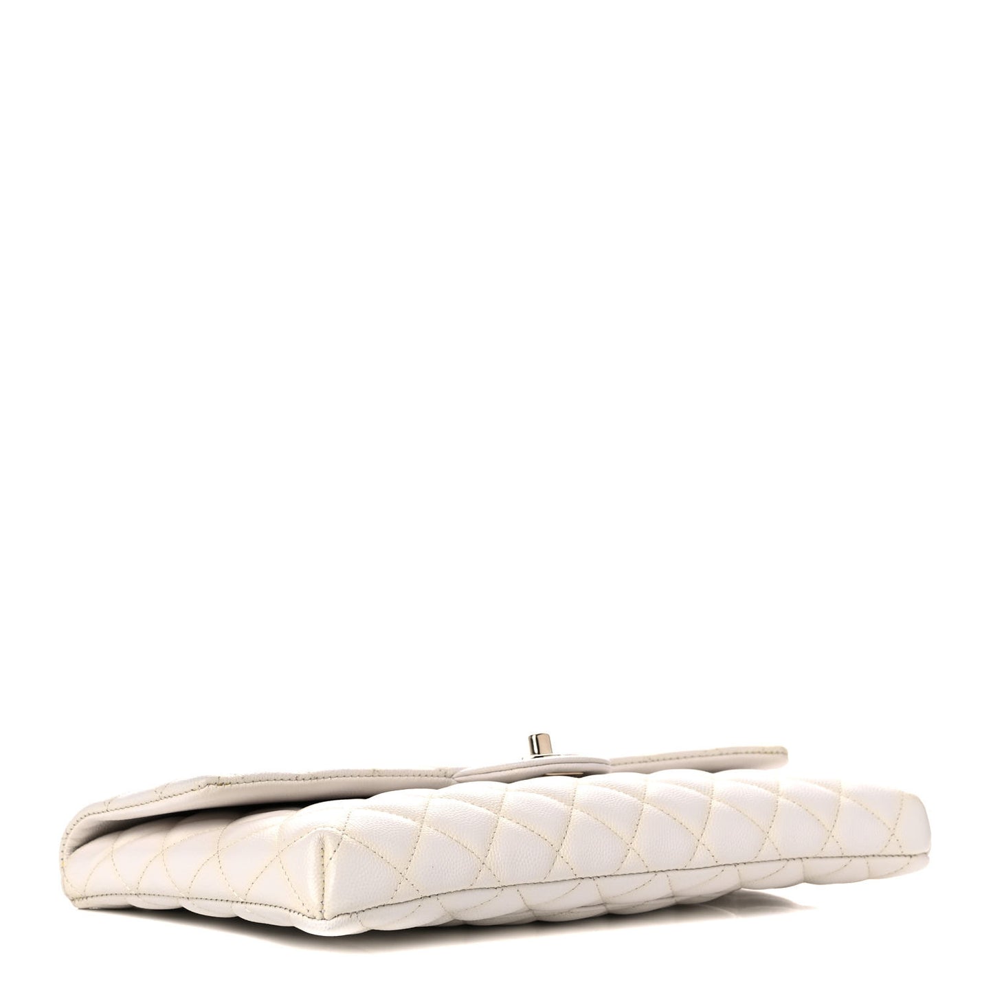 Caviar Quilted Flap Clutch White