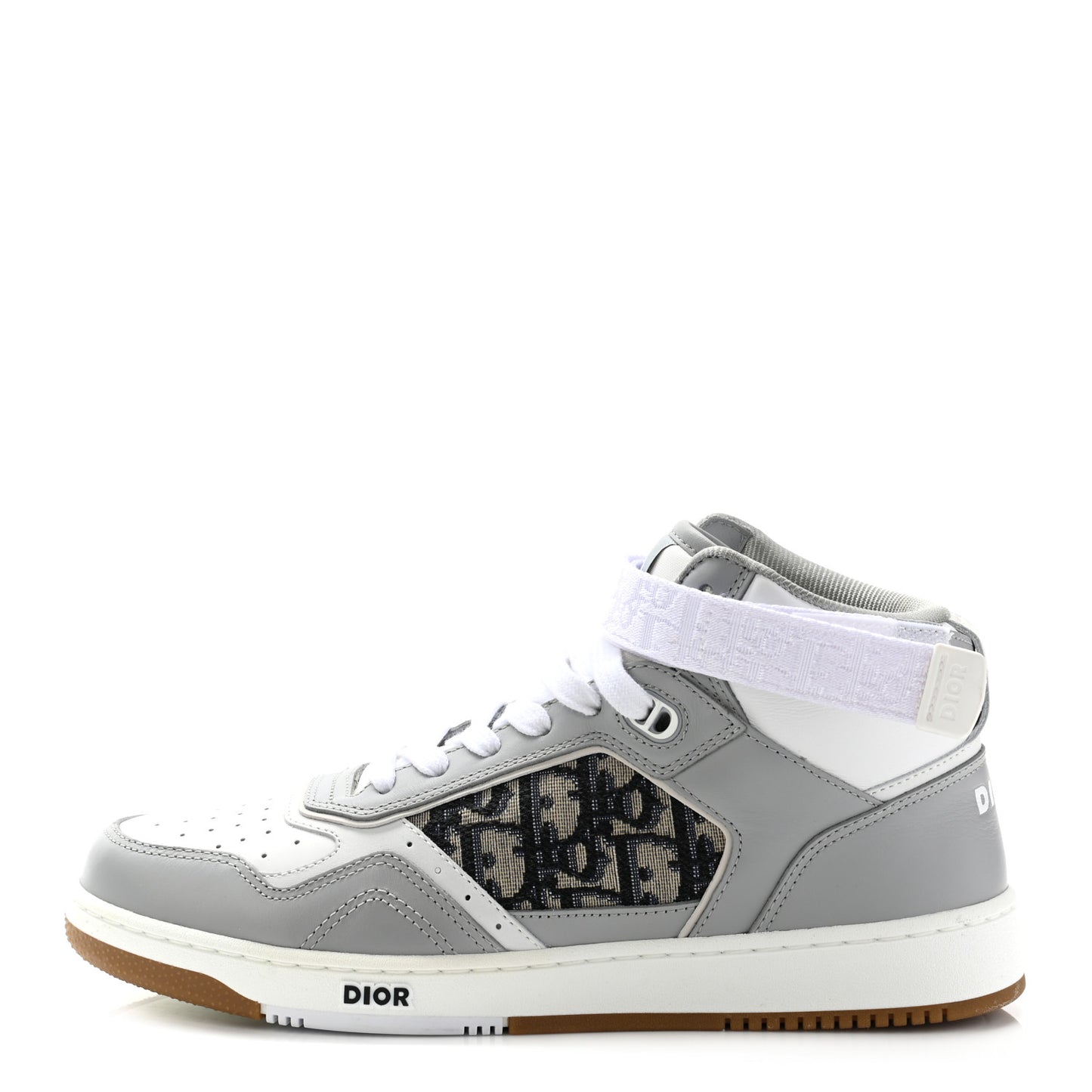 Smooth Calfskin Jacquard Oblique Mens B27 Mid Top Sneakers 40 Beige Blue