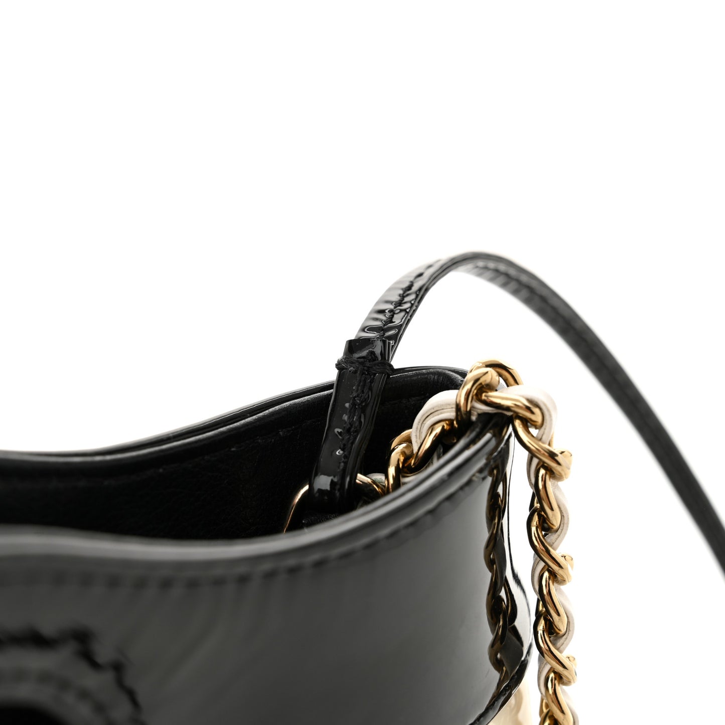 Patent Calfskin Quilted Mini 31 Shopping Bag White Black