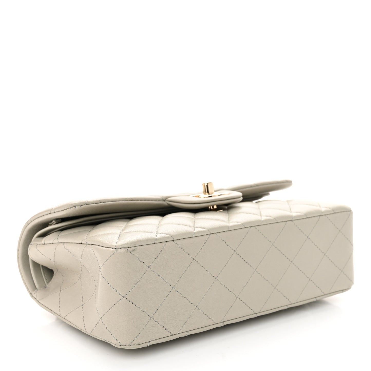 Lambskin Quilted Small Double Flap Grey