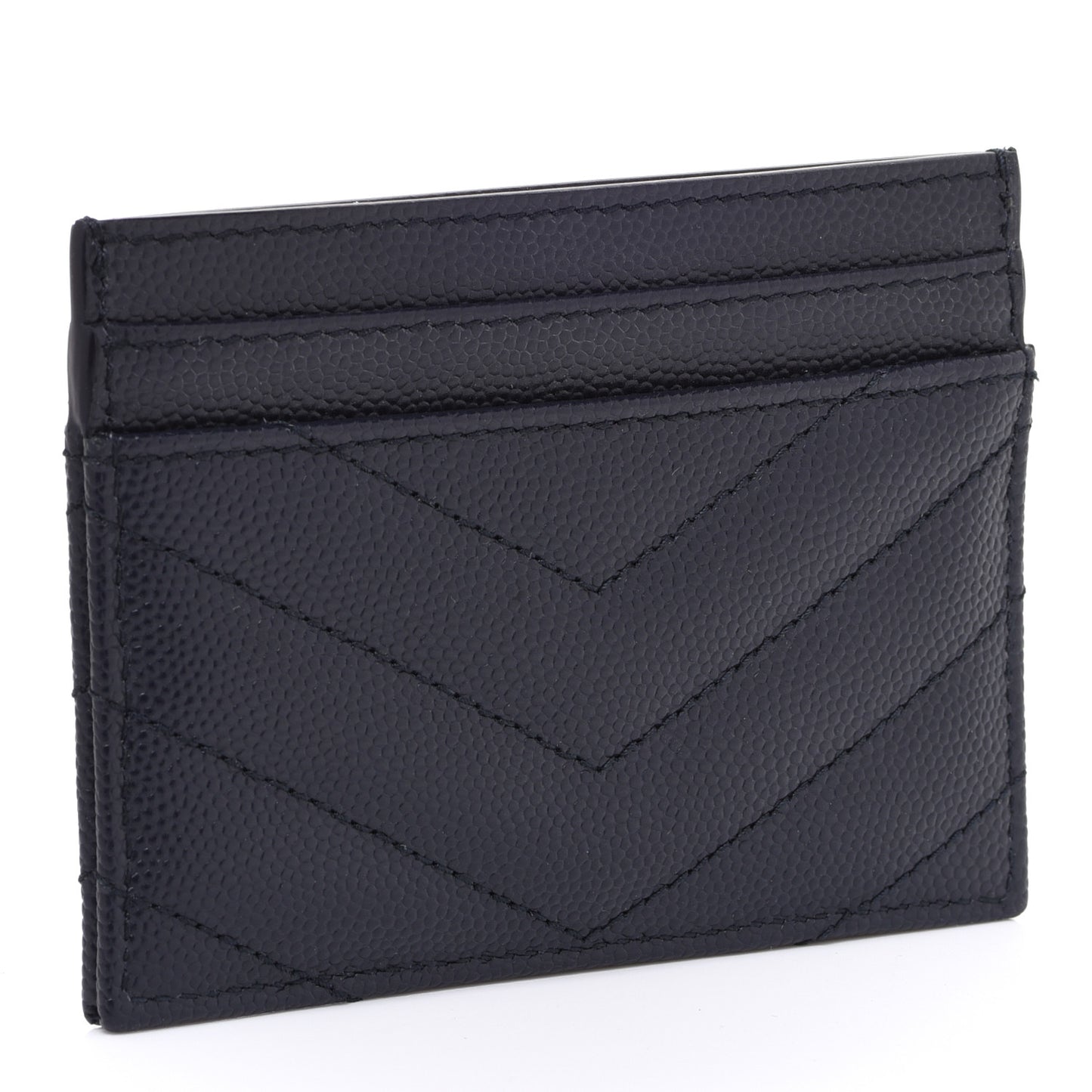 Grain De Poudre Matelasse Chevron Monogram Credit Card Case Deep Marine
