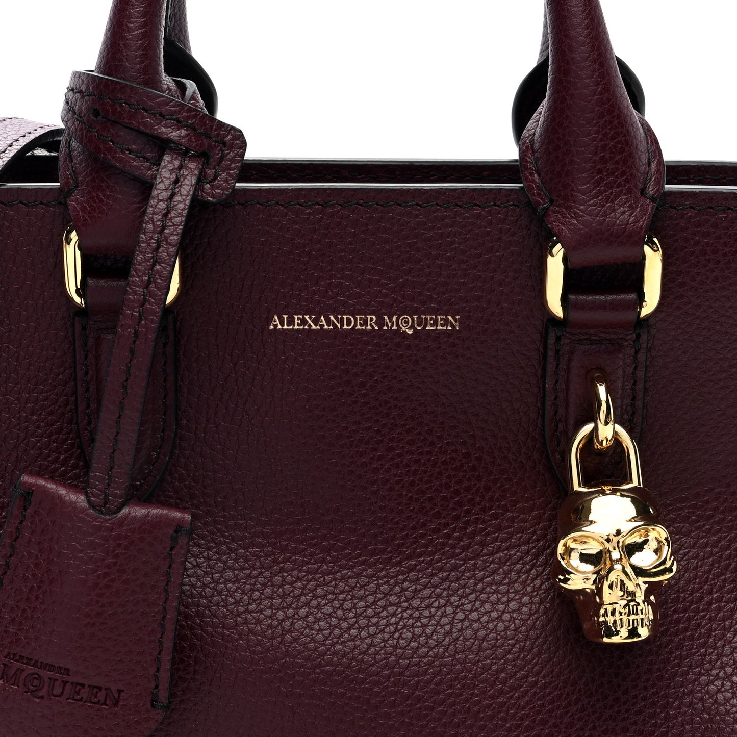 Pebbled Calfskin Mini Padlock Tote Bordeaux
