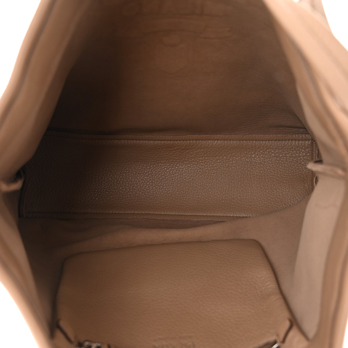 Vitello Daino Embossed Logo Shopping Tote Noisette