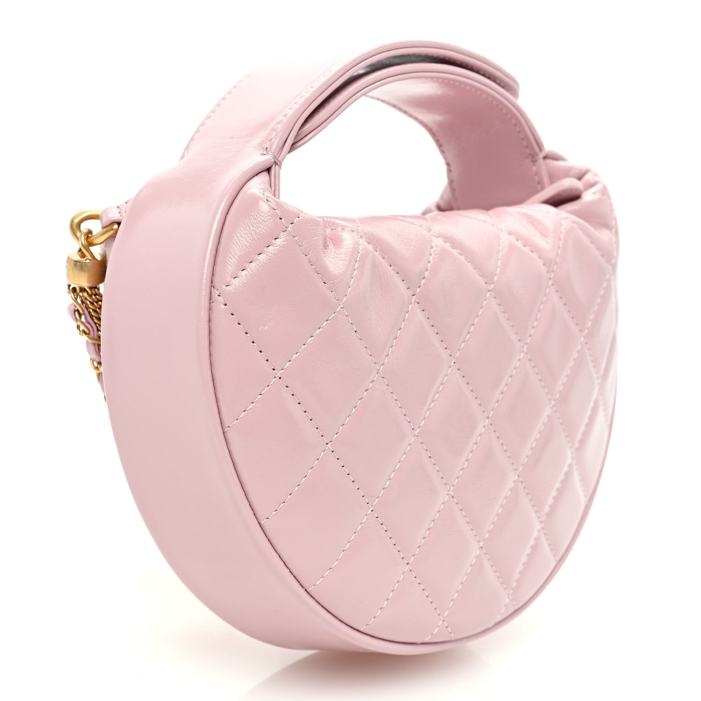 Shiny Crumpled Calfskin Quilted Precious Tie Hobo Light Purple