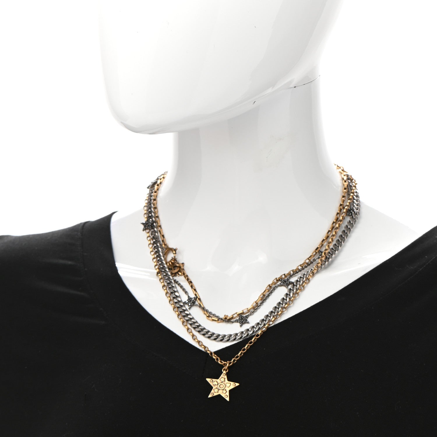 Christian Dior Metal Star J'adior Multi Strand Necklace Aged Gold 2 of 5