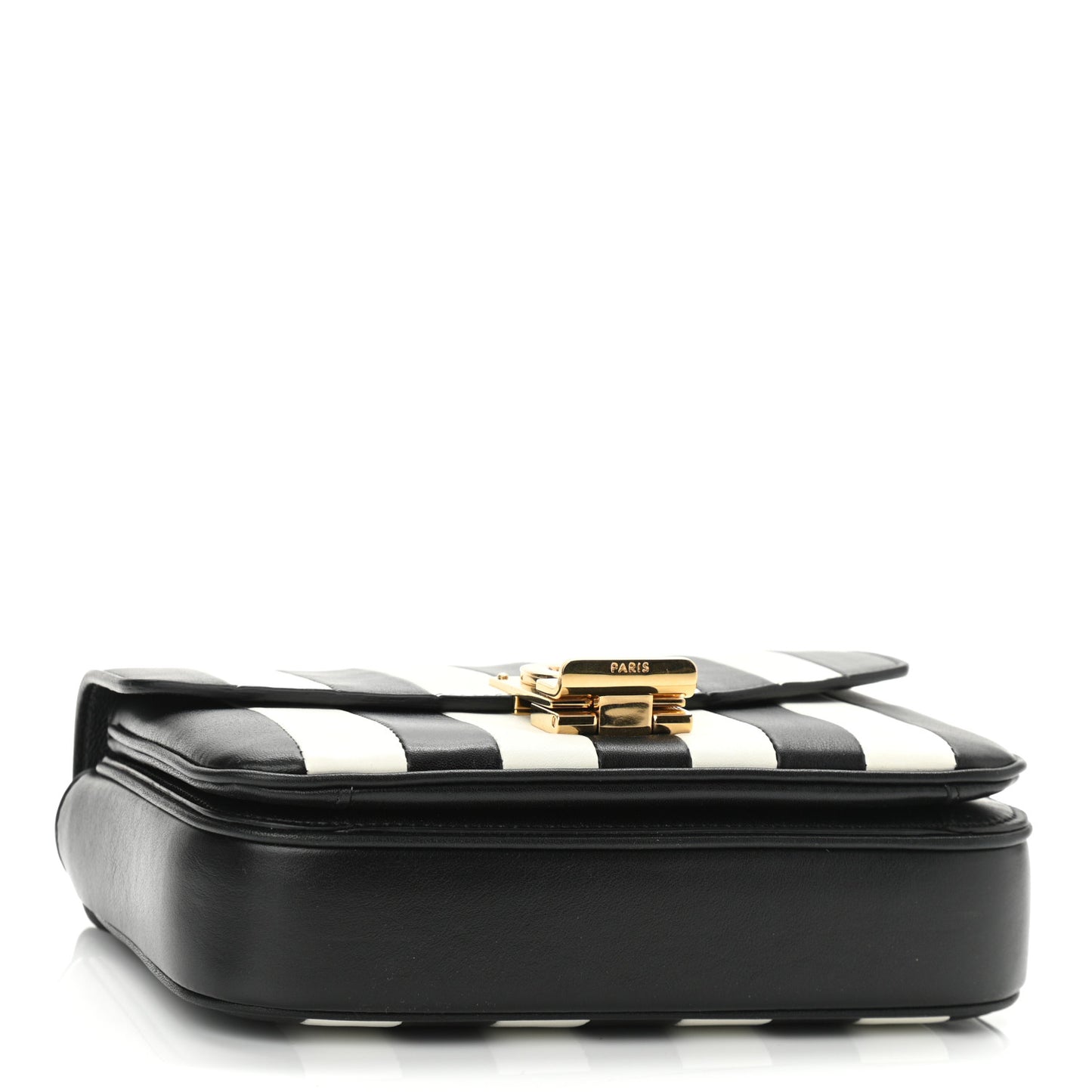 Shiny Calfskin Stripes Small C Bag Black