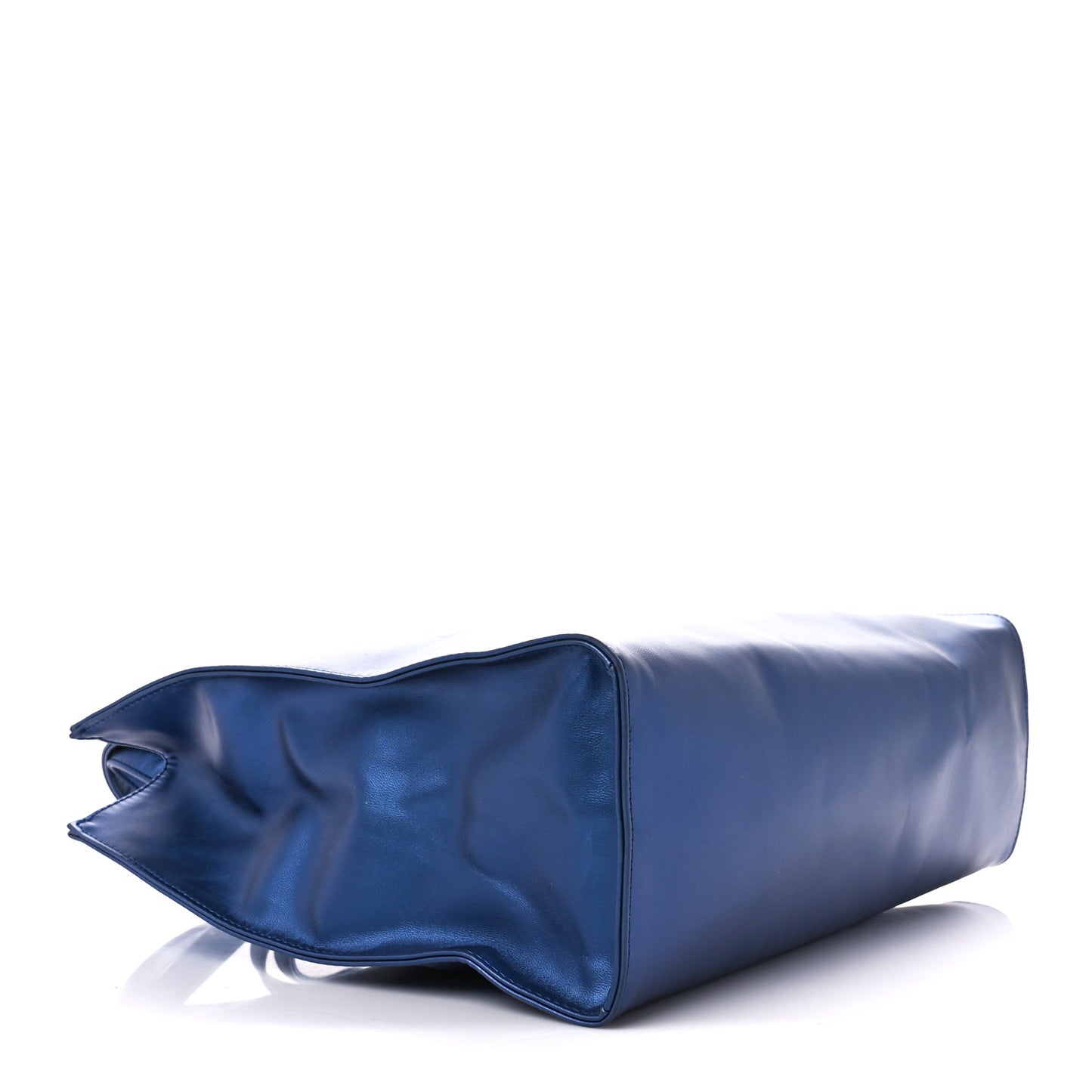 Metallic Vegan Leather Medium Shopping Bag Cobalt