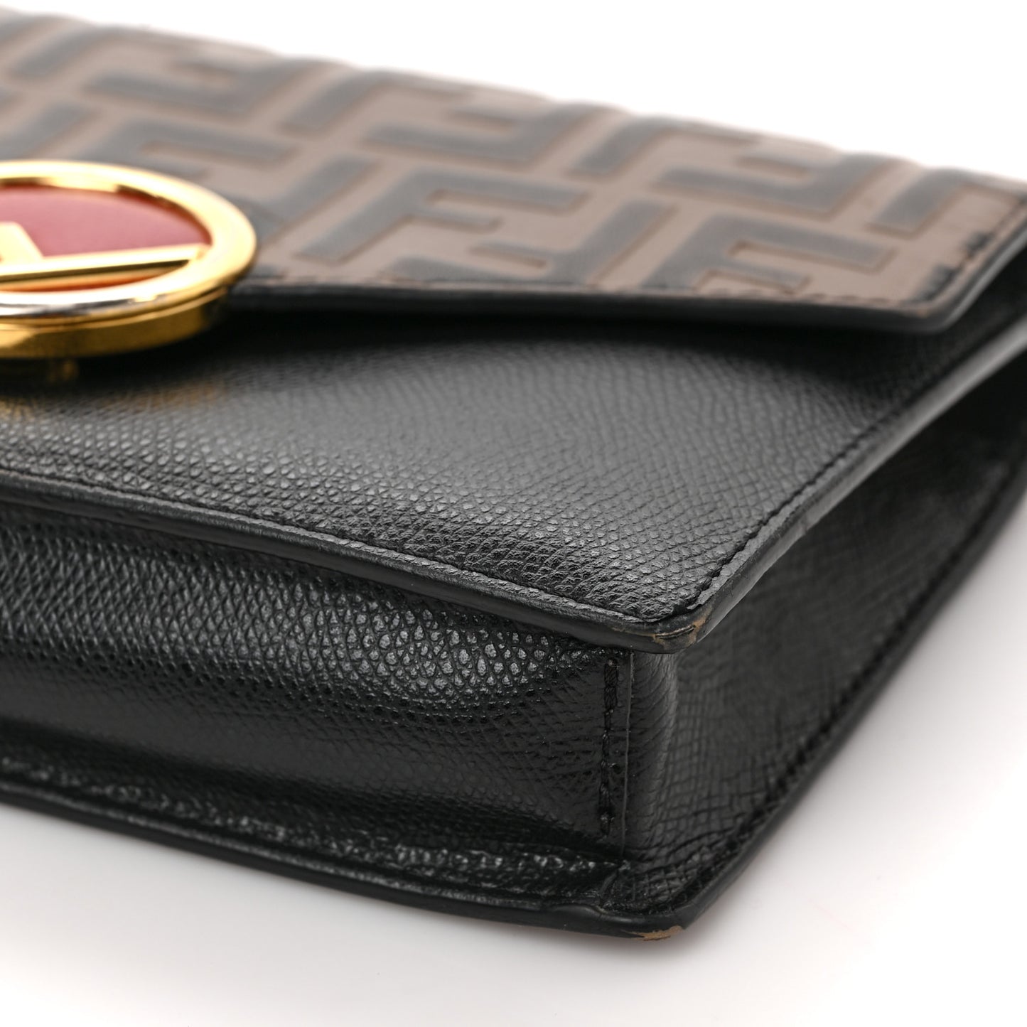 Vitello Cruise F is Fendi Bi-Color FF 1974 Embossed Medium Envelope Wallet On Chain Black Maya
