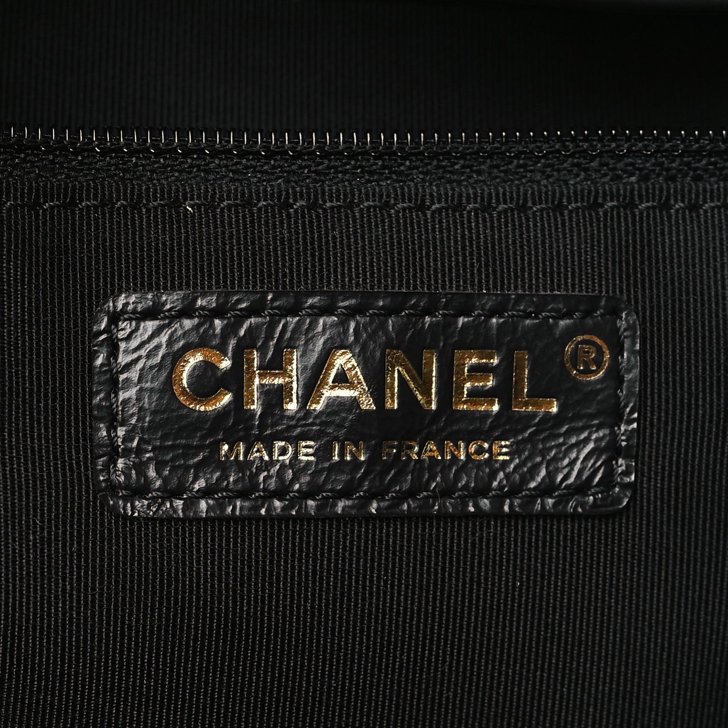 Glazed Calfskin Stitched Shopping Tote Black