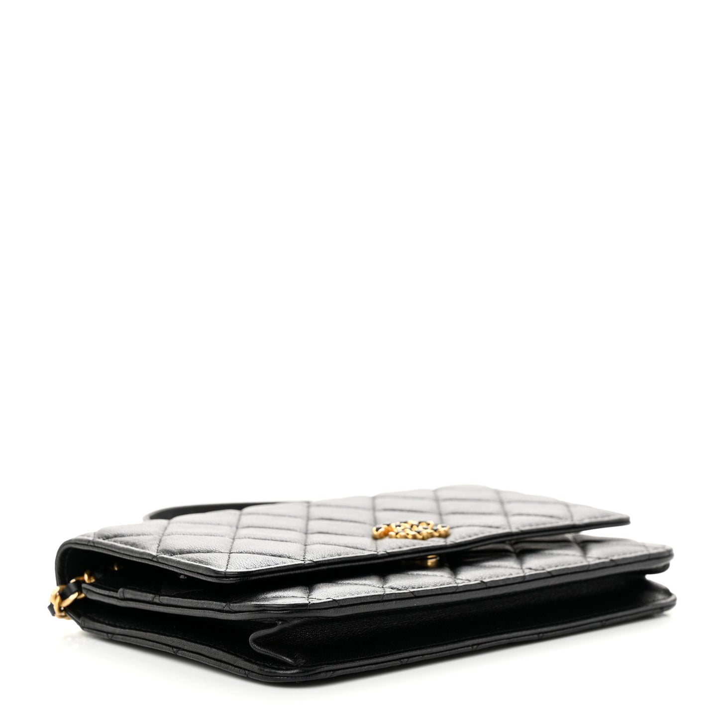 Lambskin Quilted Infinity Wallet On Chain WOC Black