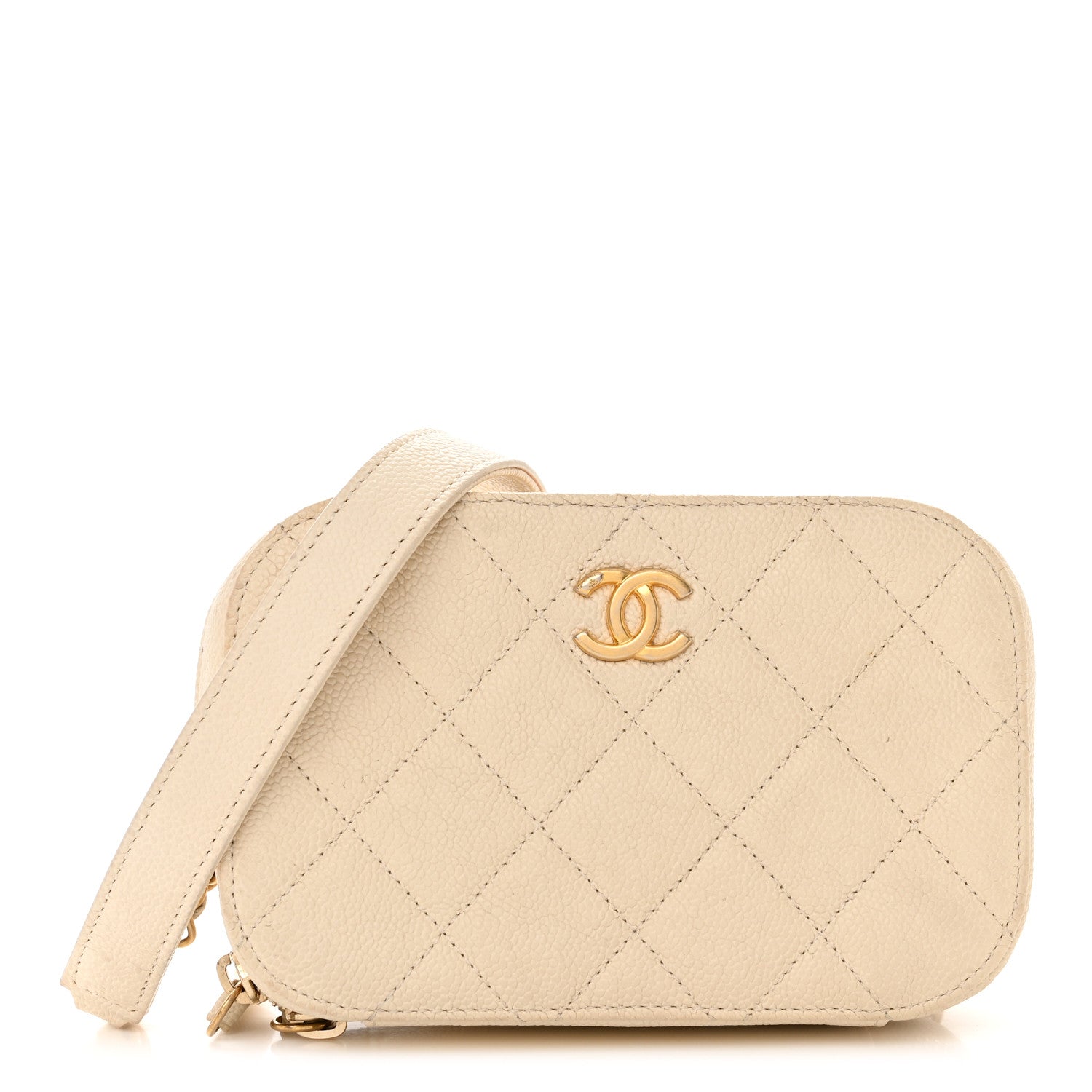Chanel Caviar Quilted Flap Waist Bag White 1 of 15