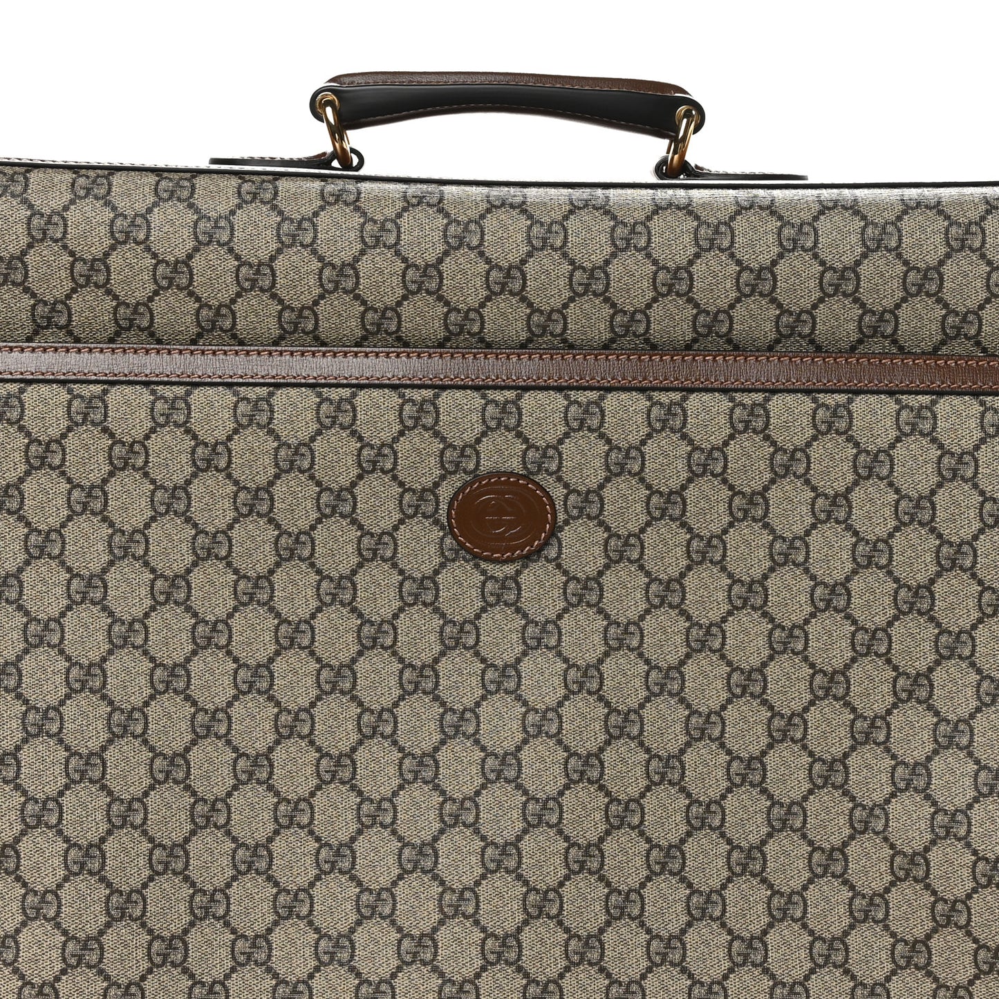 GG Supreme Monogram Azalea Calfskin Retro Interlocking G Garment Bag Beige Ebony Brown Sugar