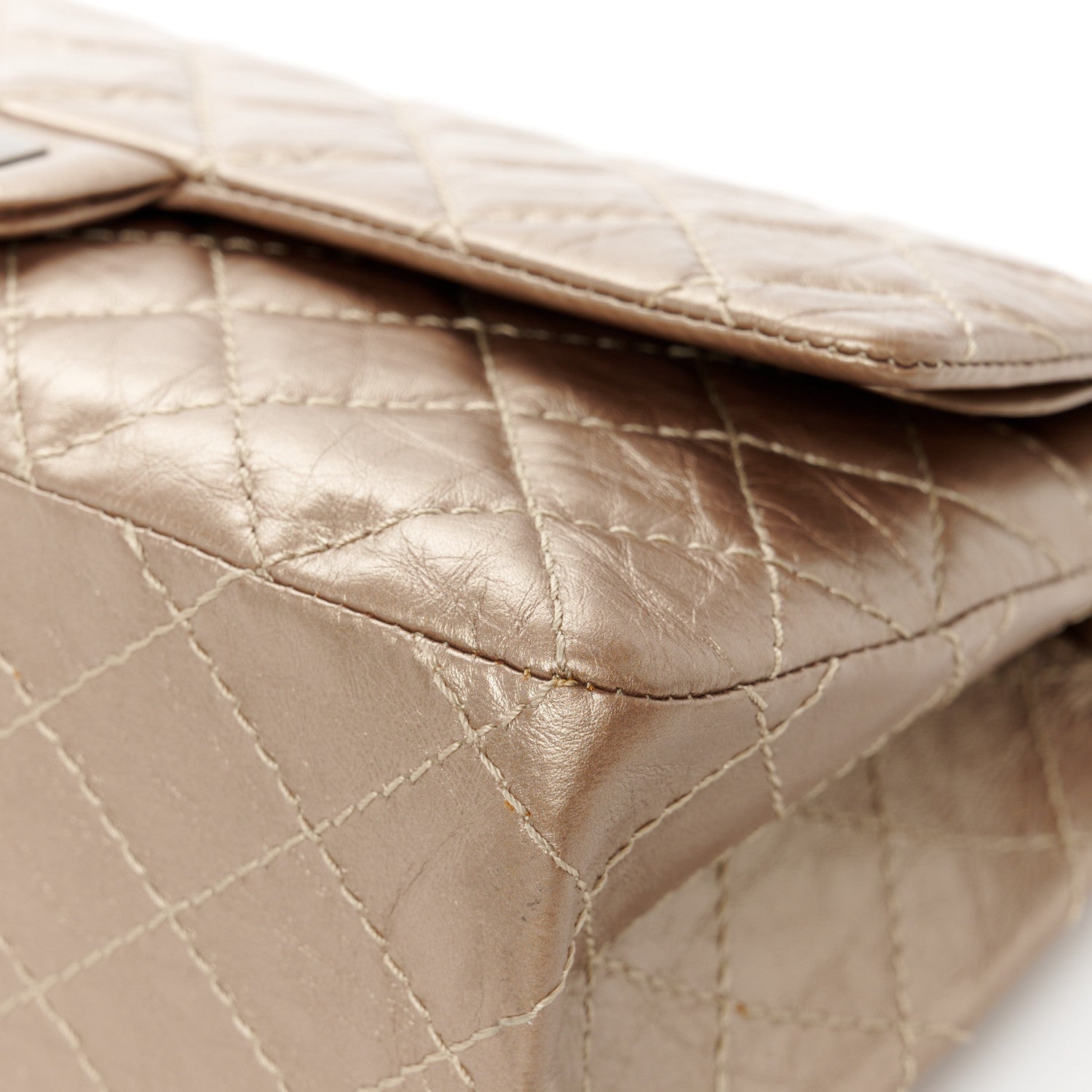 Chanel Metallic Aged Calfskin Quilted 2.55 Reissue 225 Flap Dark Gold 12 of 13
