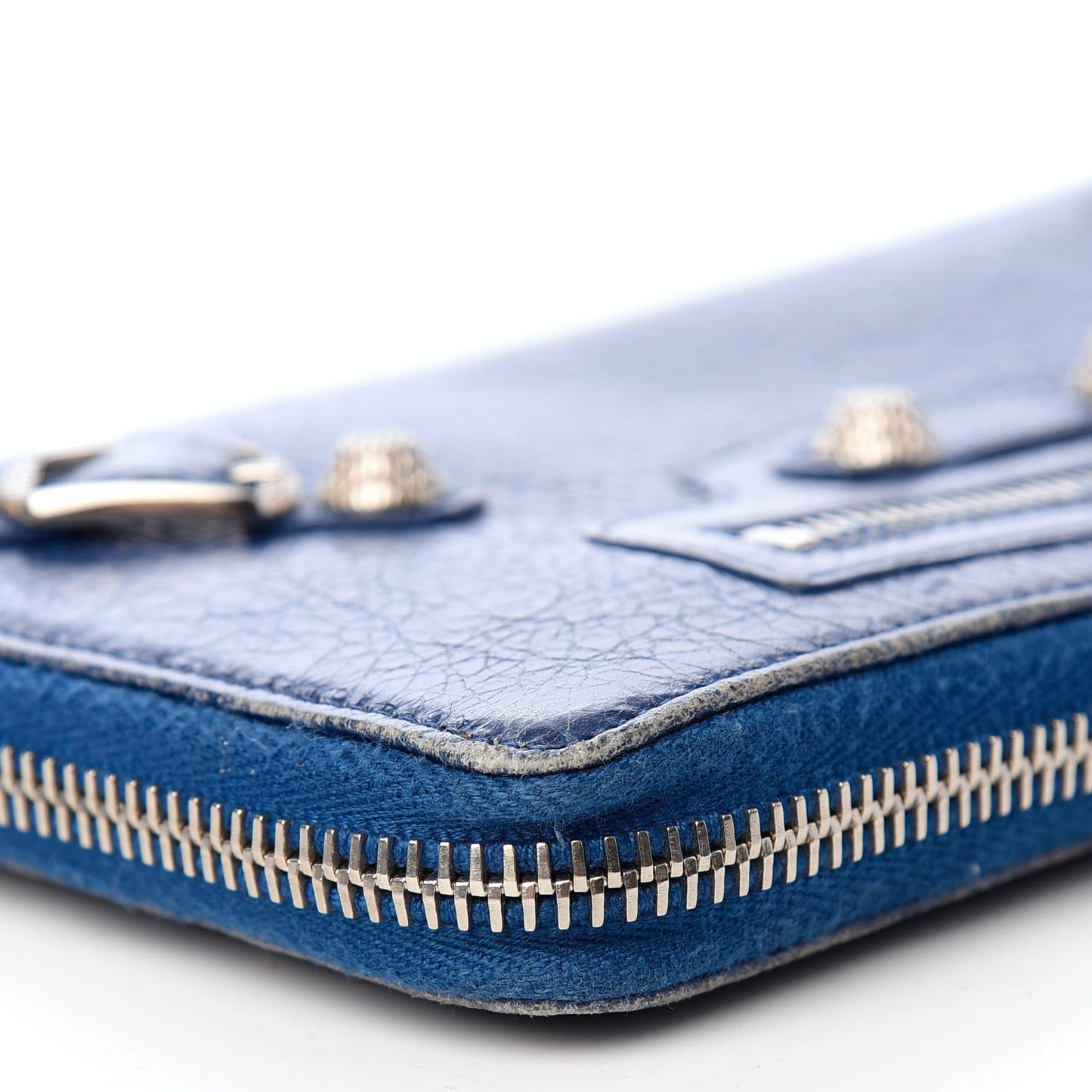 Agneau Giant 12 Silver Hardware Continental Zip Around Wallet Bleu Cobalt