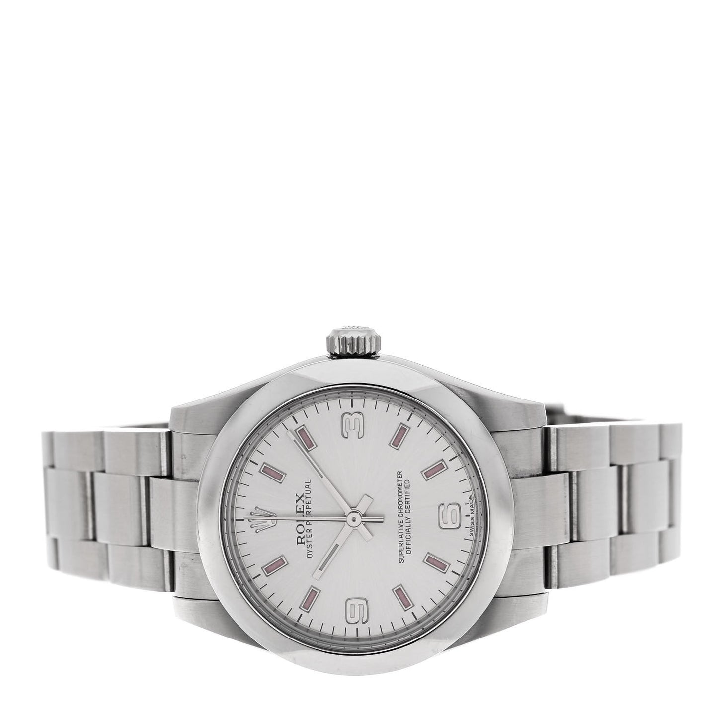 Stainless Steel 31mm Oyster Perpetual Watch Pink Index 177200