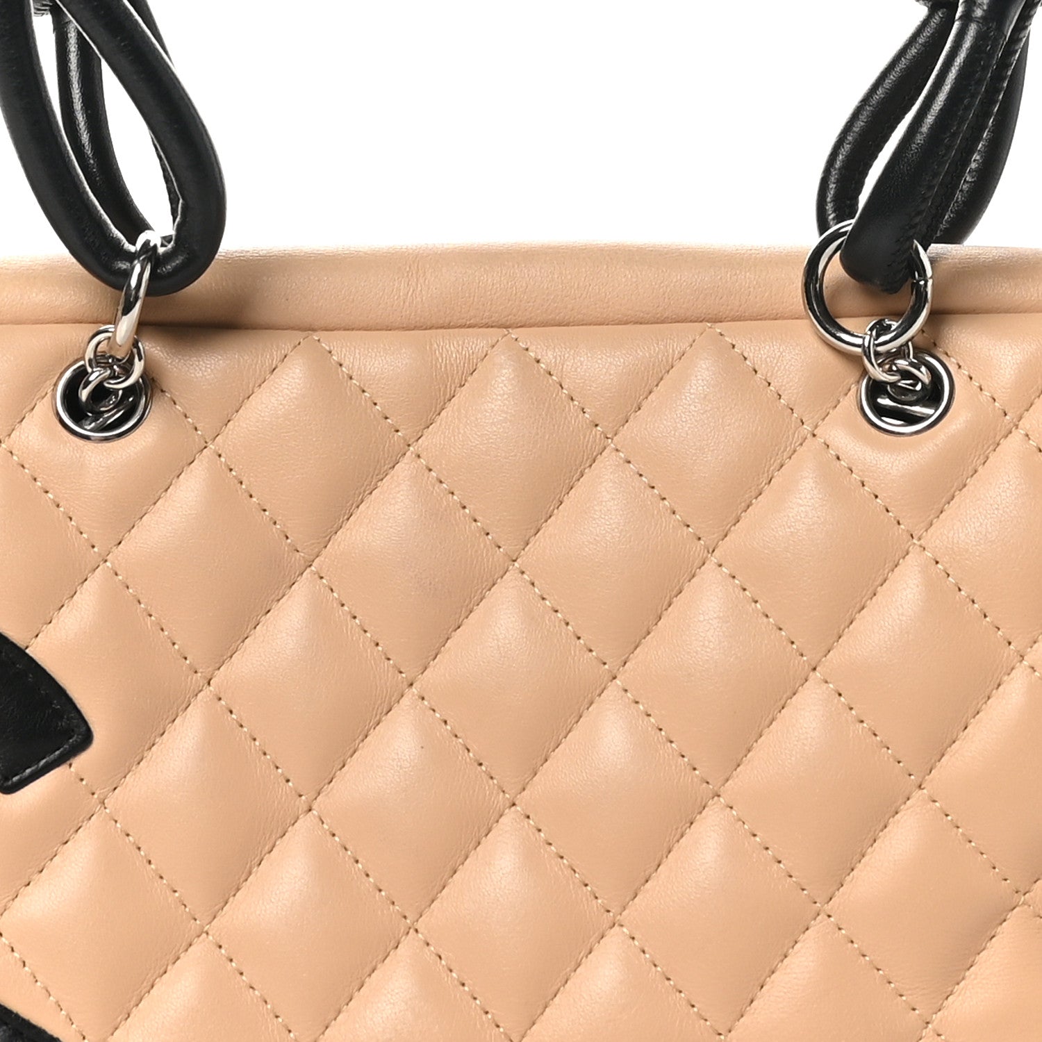 Chanel Calfskin Quilted Large Cambon Bowler Beige Black 8 of 10