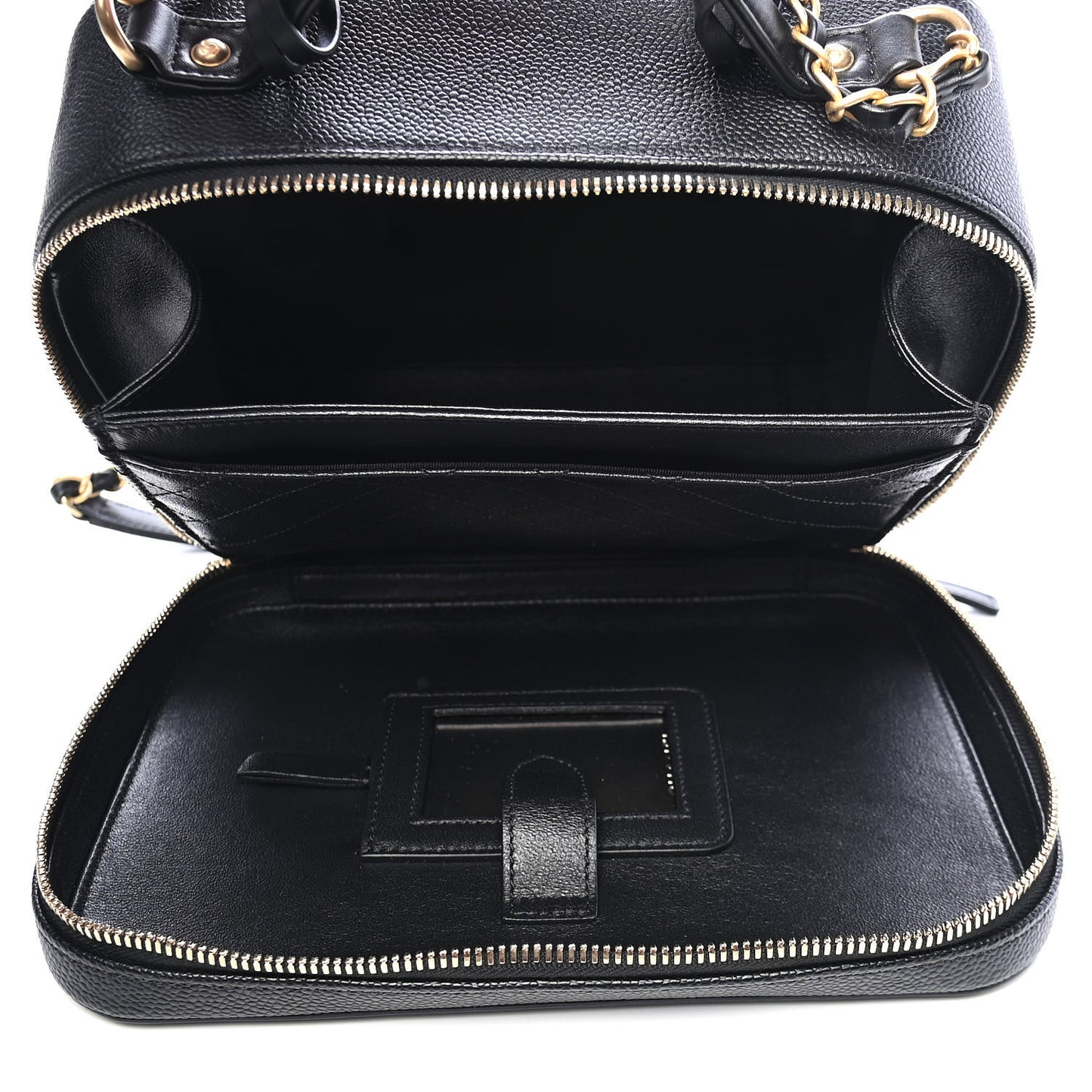 Caviar Quilted Large CC Filigree Vanity Case Black