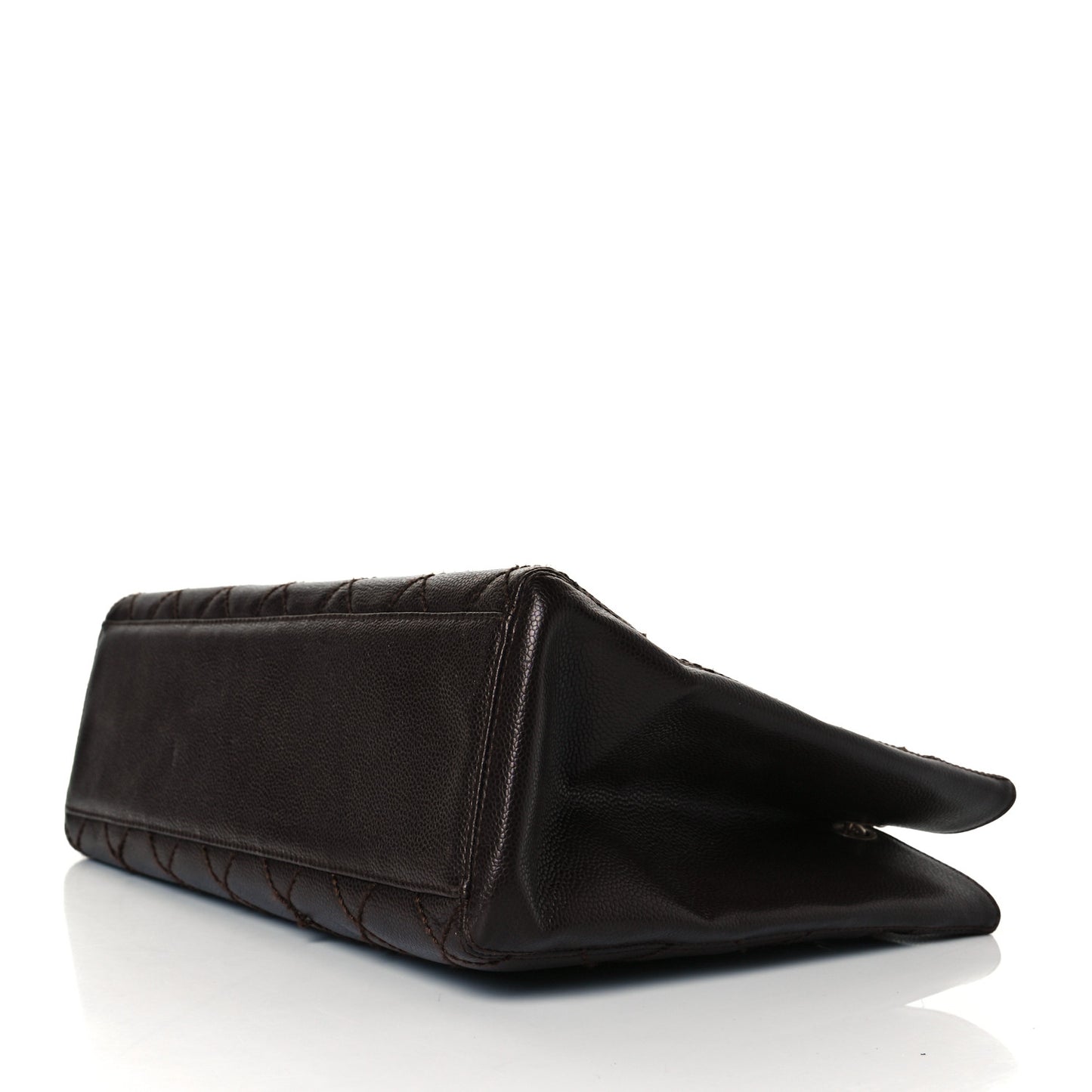 Caviar Quilted Shopping Tote Dark Brown