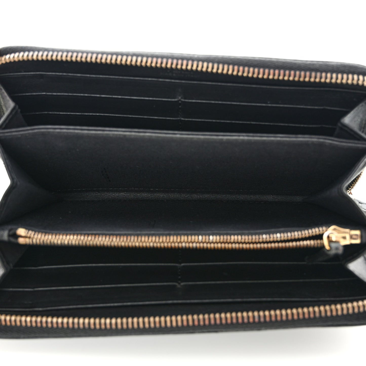 Vitello Century Metal Monster Eyes Zip Around Wallet Black