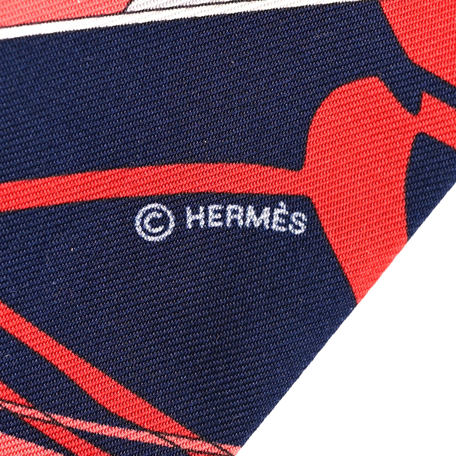 Hermes Silk Caleche Mors Et Bouteilles Twilly Rouge Marine Beige 4 of 4