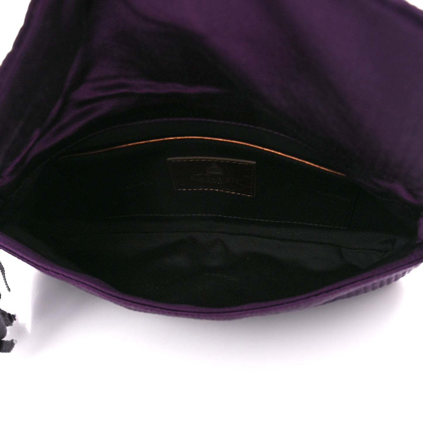 Satin Quilted Feather Crystal Embellished Ouloulette Shoulder Bag Purple