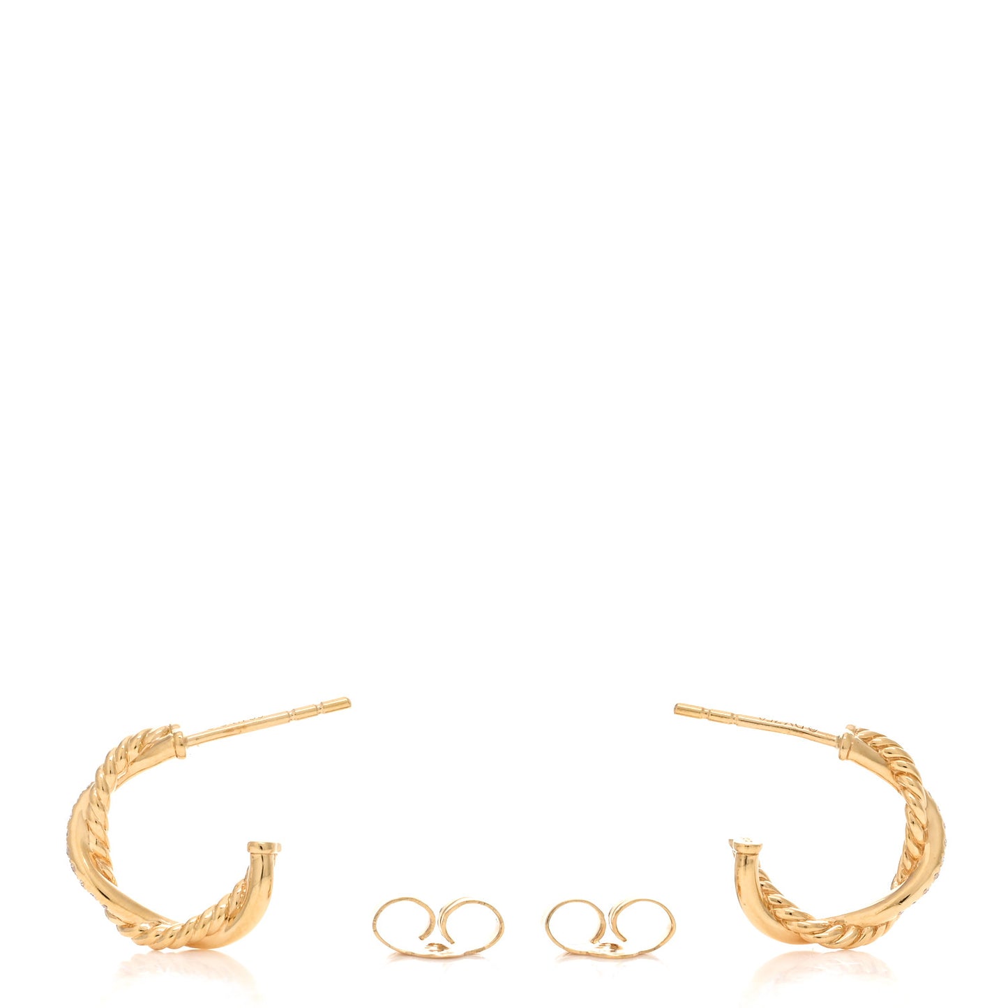 18K Yellow Gold Diamond Petite Infinity Huggie Hoop Earrings