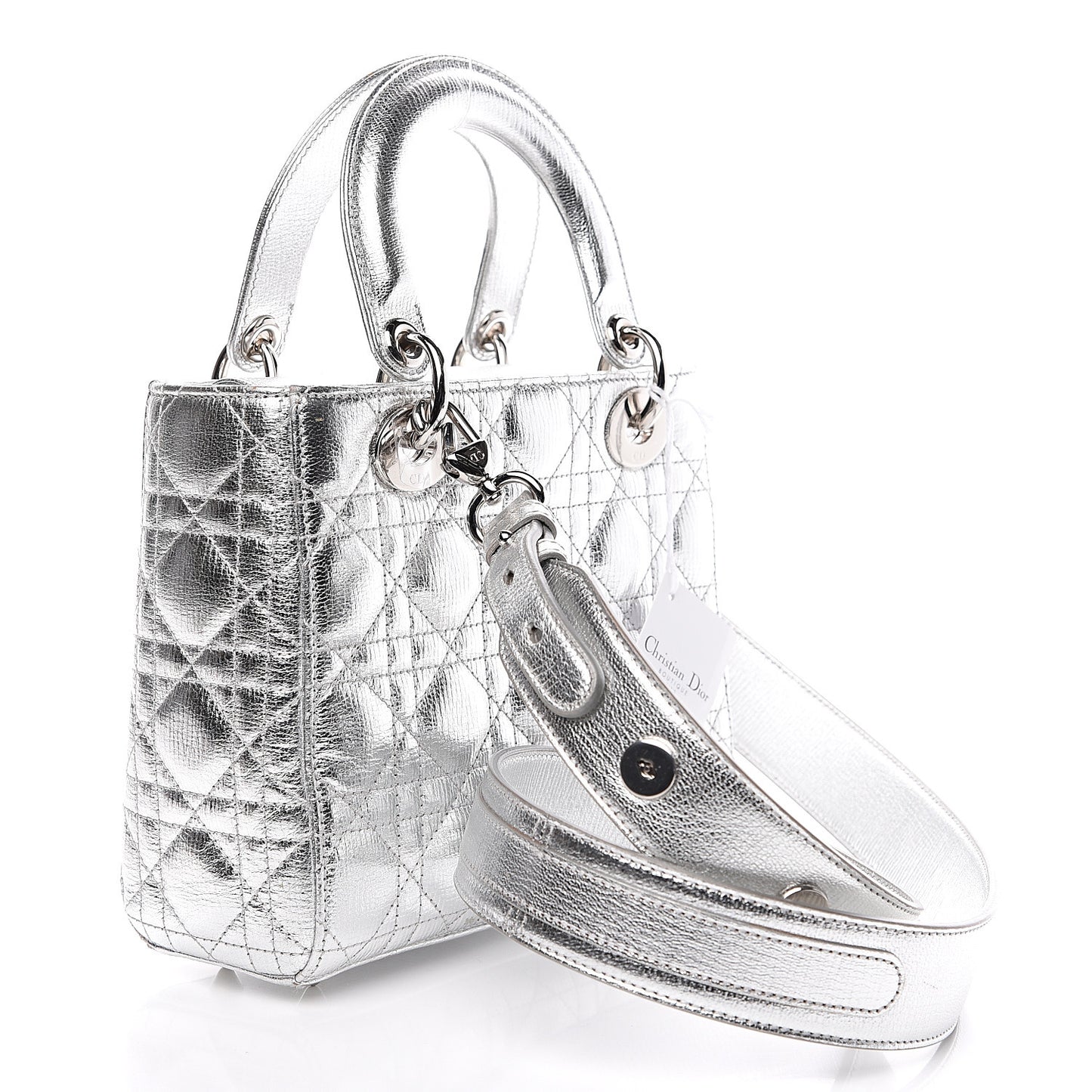 Metallic Grained Calfskin Cannage My ABCDior Lady Dior Silver