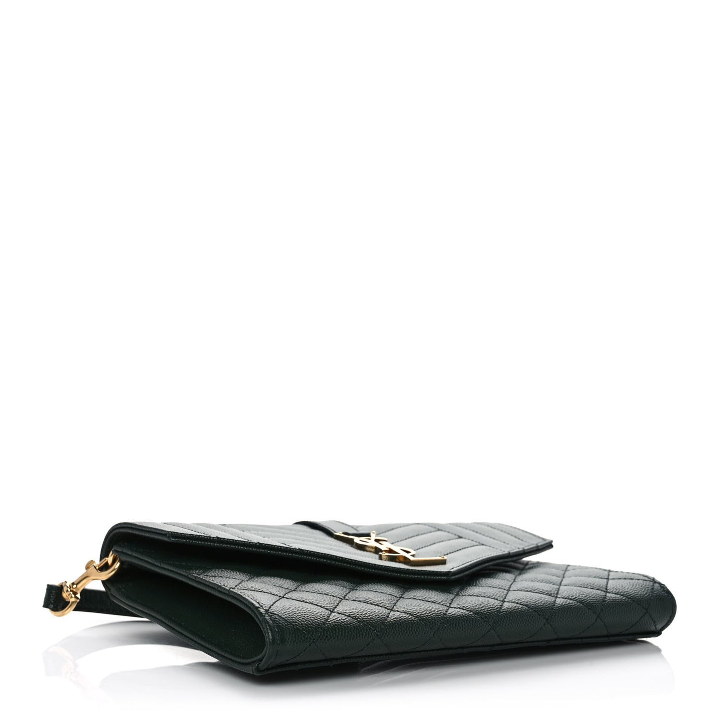 Grain De Poudre Textured Mixed Matelasse Triquilt Monogram Clutch Vert Fonce