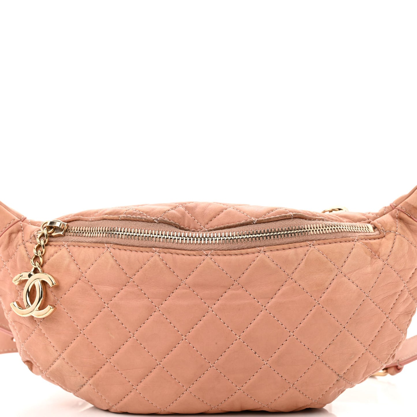 Calfskin Quilted Banane Waist Bag Fanny Pack Pink