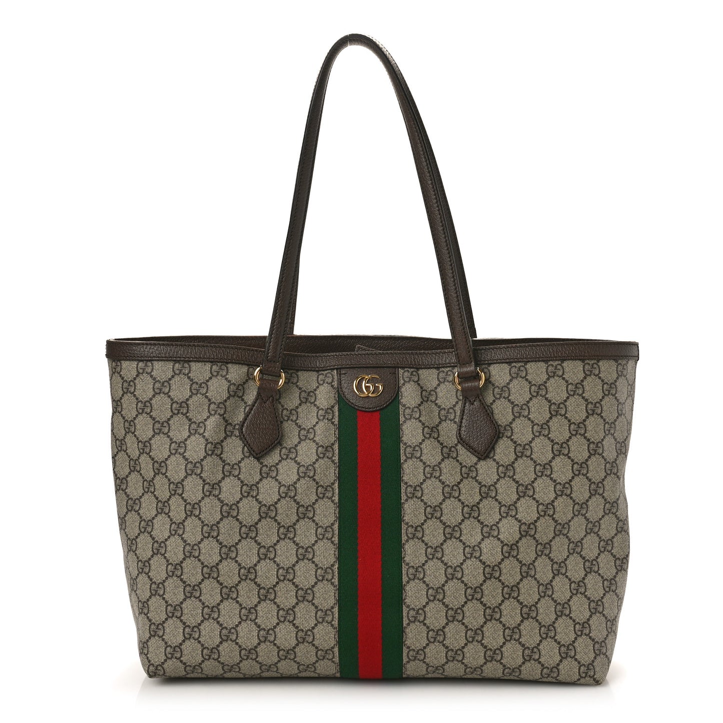GG Supreme Monogram Medium Ophidia Shopping Tote Brown