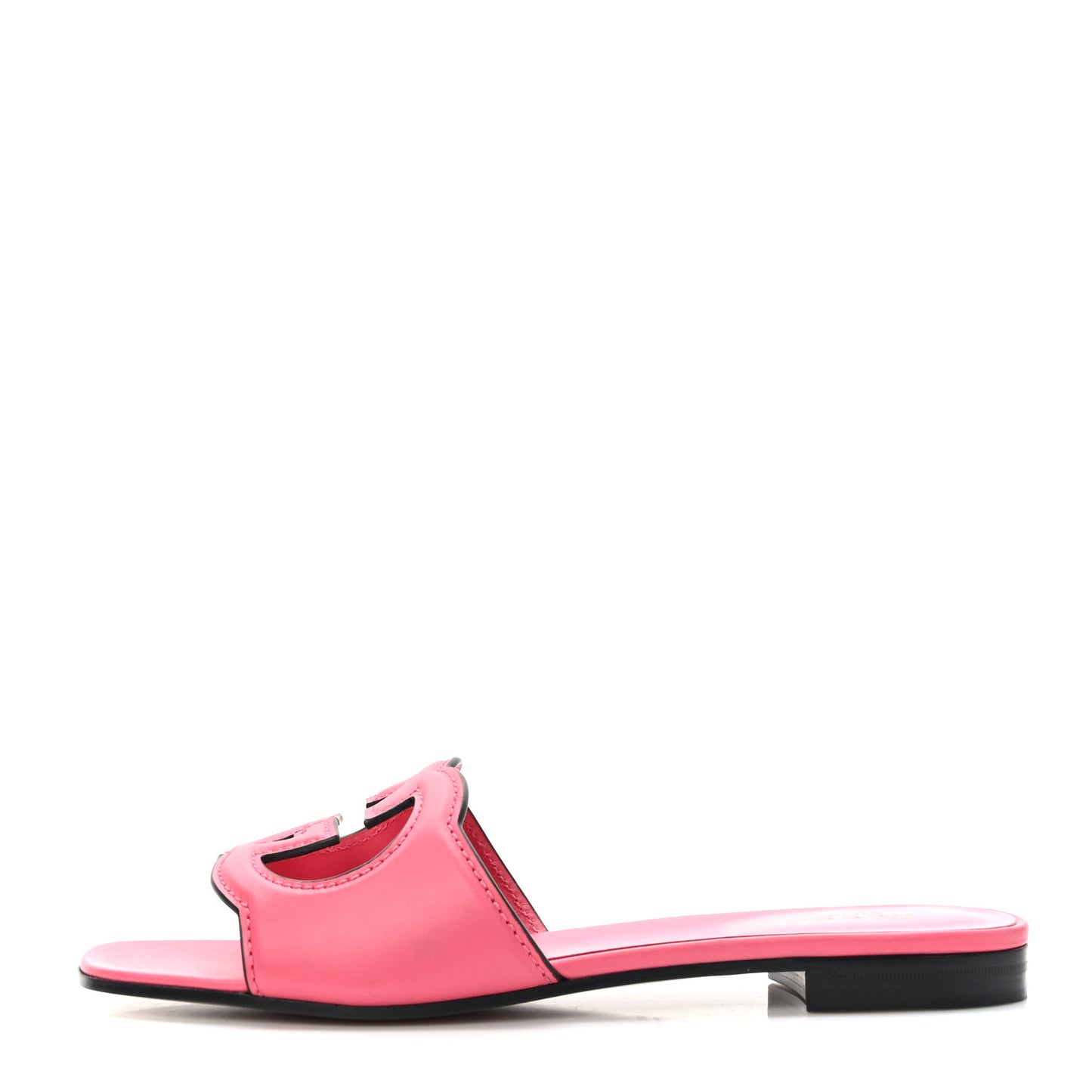 Cosmos Softy Calfskin Interlocking G Cut Out Slide Sandals 38.5 Rhodamine Pink