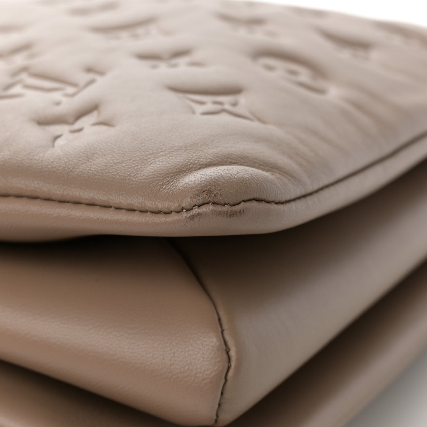 Lambskin Embossed Monogram Coussin PM Taupe