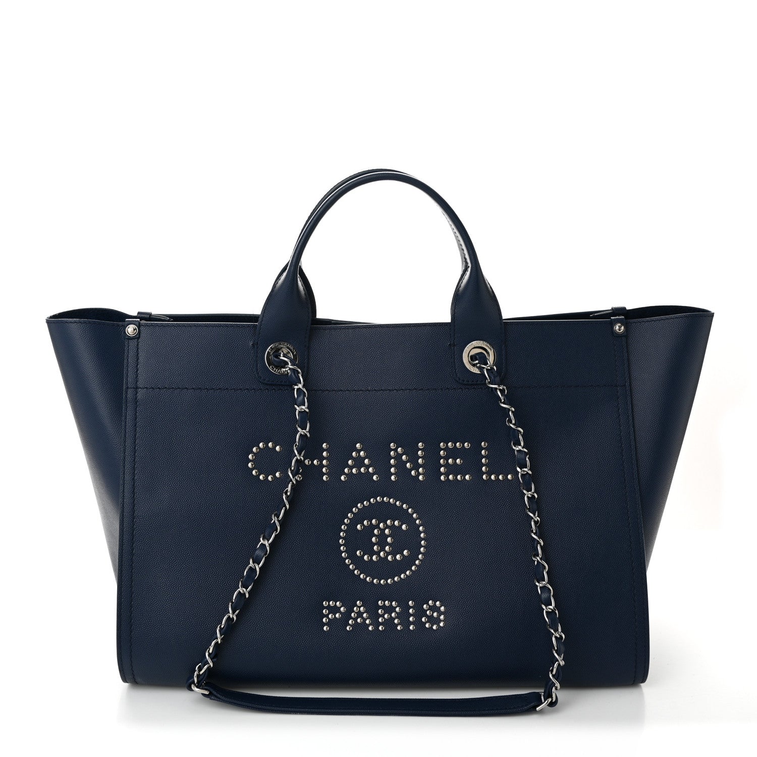 Chanel Caviar Medium Studded Deauville Tote Navy 1766925
