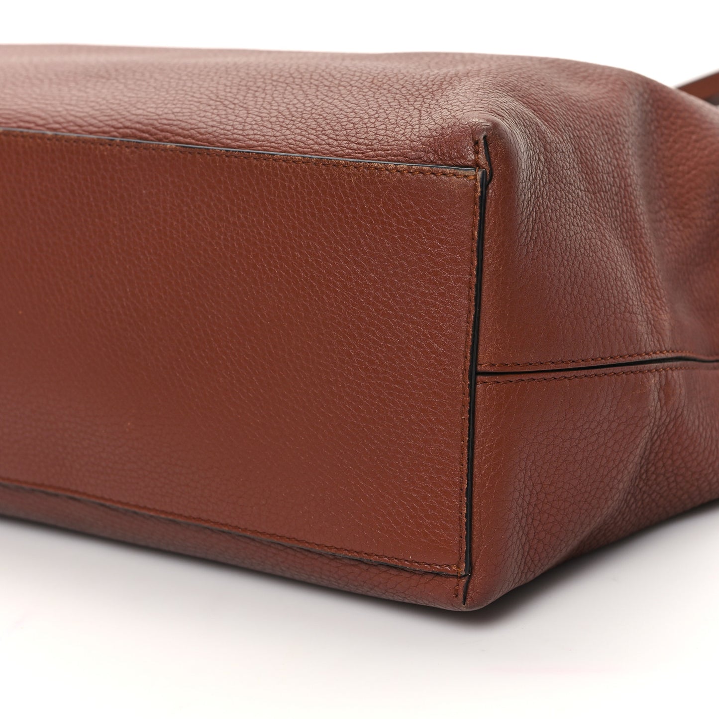 Grained Calfskin Rockstud Shoulder Tote Bright Cognac